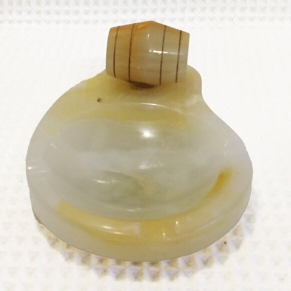 Vintage Alabaster Butterscotch Marble Keg Ashtray - Picture 2 of 11